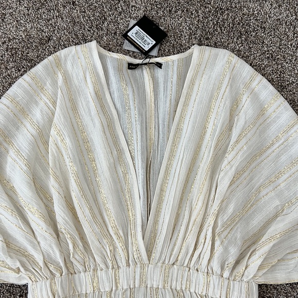 America & Beyond golend stripe coverup maxi dress. Size: Medium. NWT. - Picture 4 of 5